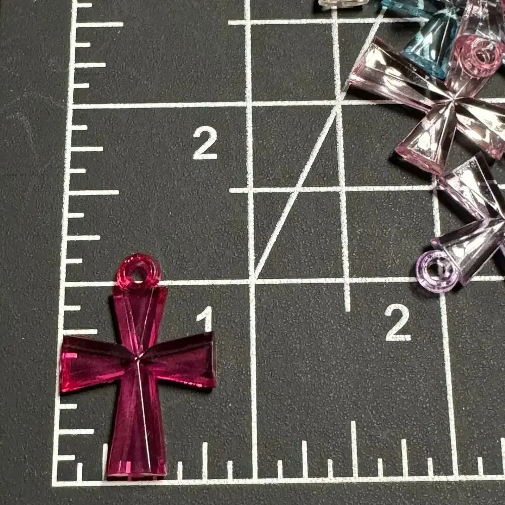 Lot Clear Multicolor Acrylic Cross Pendant Charms Jewelry Making Craft Supplies
